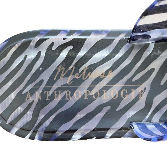 MATISSE x ANTHROPOLOGIE Zebra Stripe Jelly Cross Flat Slide Sandals Size 8 - Picture 7 of 9